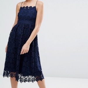Lace Floral Midi Dress